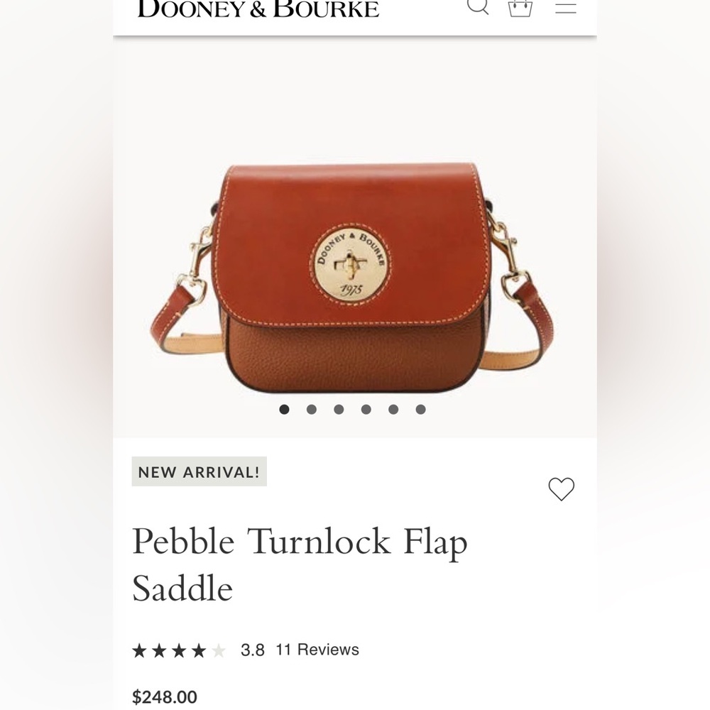 NWT Dooney and Bourke Flap Saddle Caramel Crossbody Purse w/ dust bag
